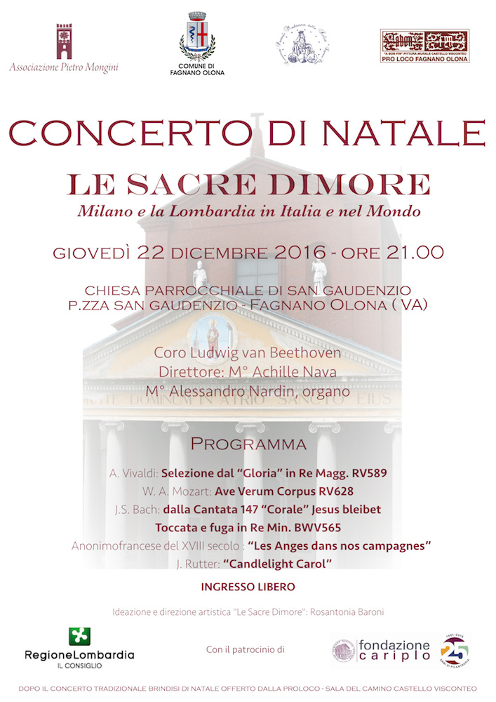 "Le Sacre Dimore" Concerto di Natale 22/12/2016